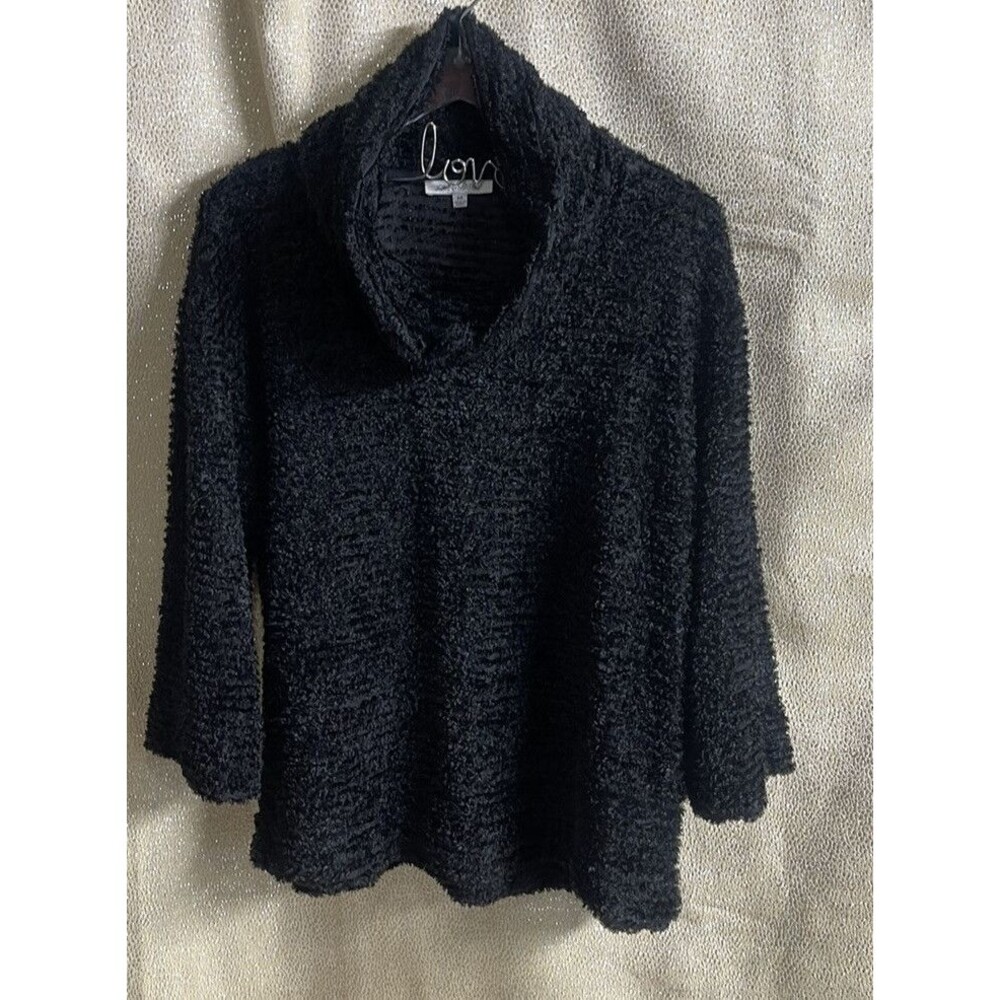 John Mark Woman’s Pull Over Cowl Neck Black Lightweight Sweater Sz M New W/T